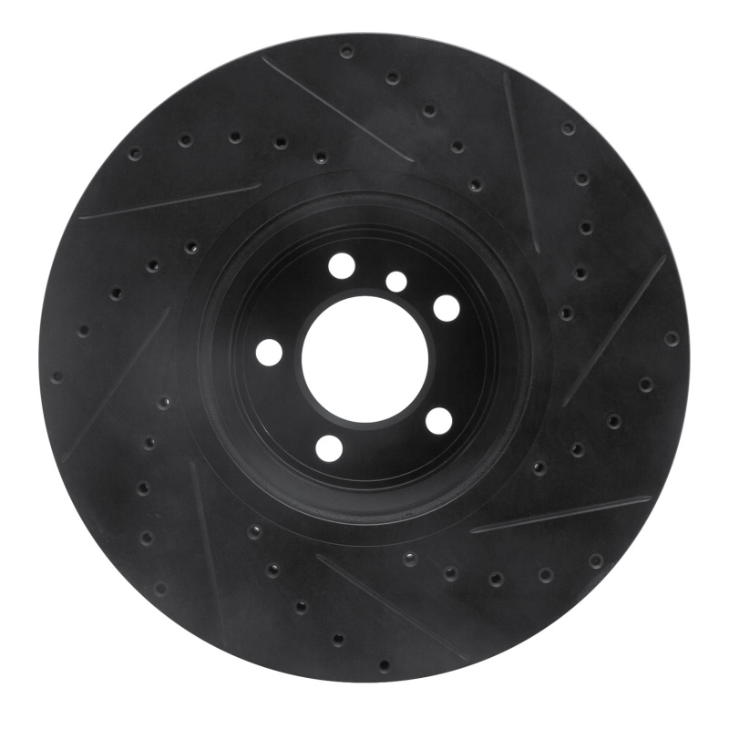 BMW ALPINA B7 Brake Rotor (1) - Front Left - R1 Concepts - Drilled & Slotted - Black - `07-`08